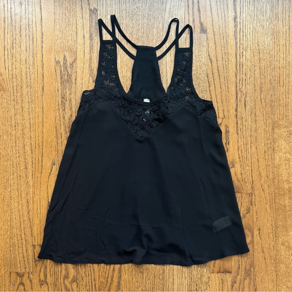 vintage y2k deadstock cy usa sheer lace tank top in black